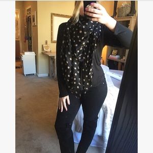 Black & white long fringe scarf